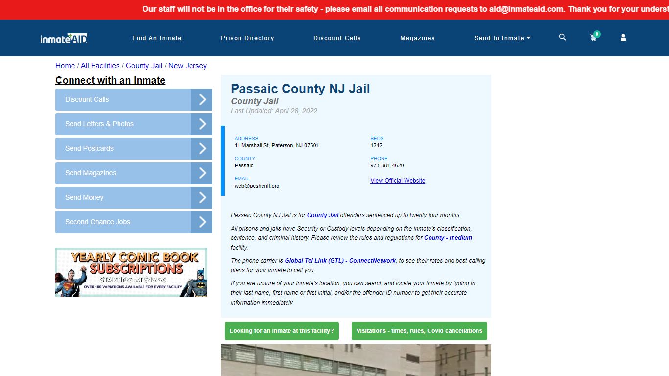 Passaic County NJ Jail - Inmate Locator - Paterson, NJ