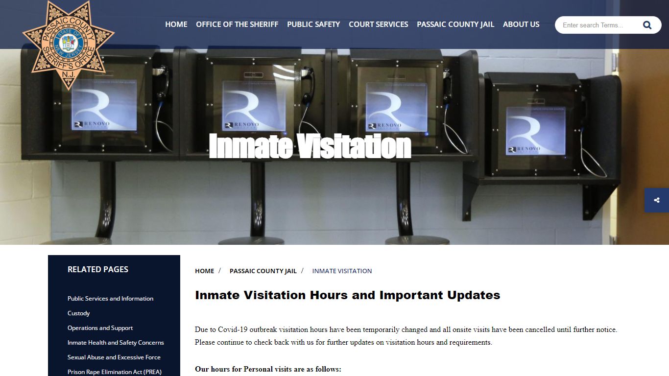 Inmate Visitation - Passaic County Sheriff s Office